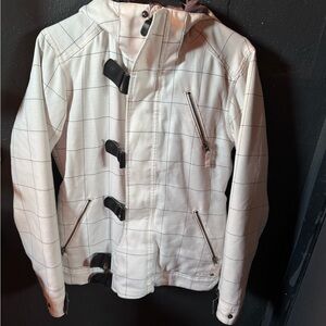 Women’s Burton DryRide Dream White Black Checkered Winter Jacket Size Medium